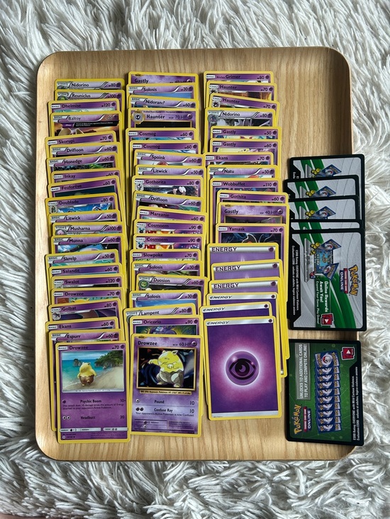 Pokemon Other - 65 Purple Pokémon Collectible Playing and Trading Cards, energy, online codes